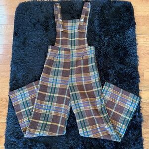 Cider Goblincore/Cottagecore Multicolor Plaid Jumpsuit